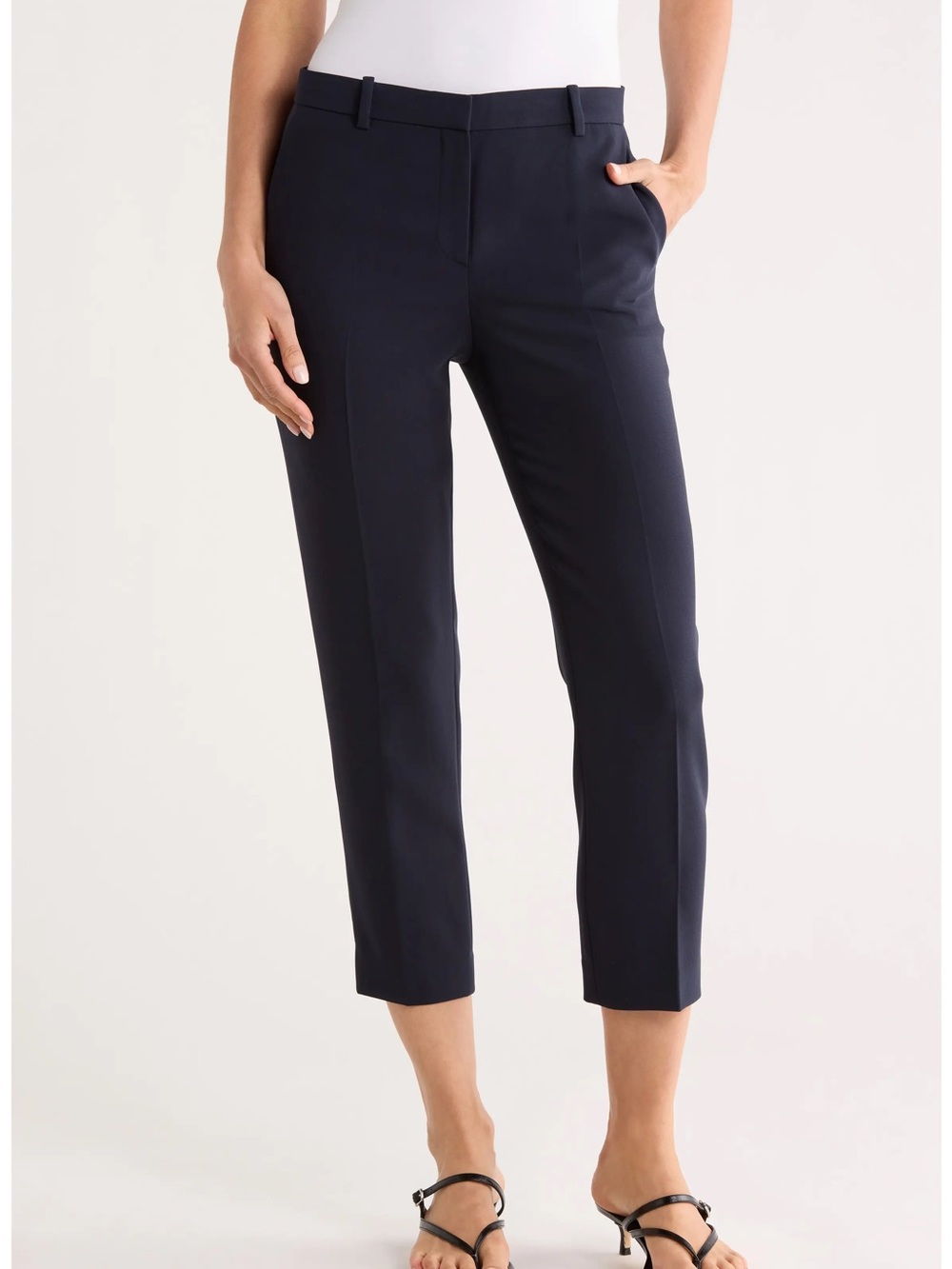 Theory Treeca 2 Modern Crepe Cropped Trouser Pants Size 2 in New Navy NWOT